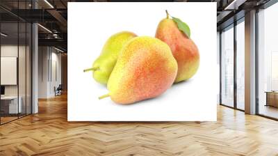 Ripe fresh juicy pears isolated on white Wall mural