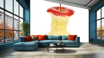 Ripe red apple core on white background Wall mural