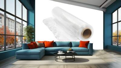 Roll of plastic stretch wrap film isolated on white Wall mural