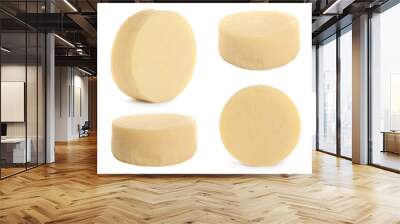 Set of delicious cheese on white background Wall mural