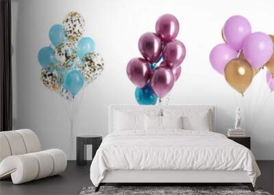 Set of different color balloons on white background. Banner design Wall mural