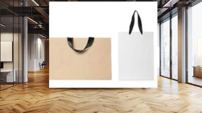 Set of different paper bags for shopping on white background. Mockup for design Wall mural