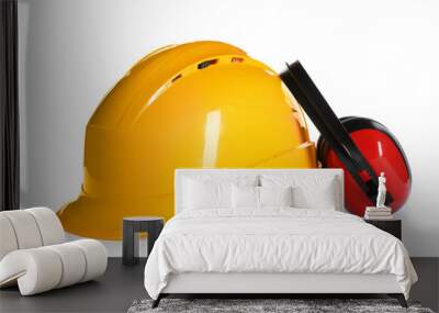 Set of safety equipment on white background Wall mural