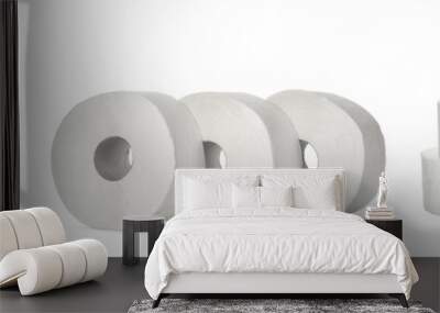 Set of toilet paper rolls on white background Wall mural