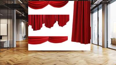 set with beautiful red curtains on white background. banner design Wall mural