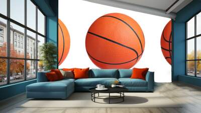 Set with bright basketball balls on white background. Banner design Wall mural