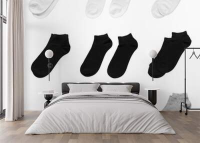 Set with different socks on white background Wall mural