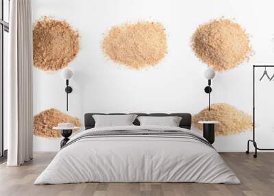 Set with fresh bread crumbs on white background. Banner design Wall mural