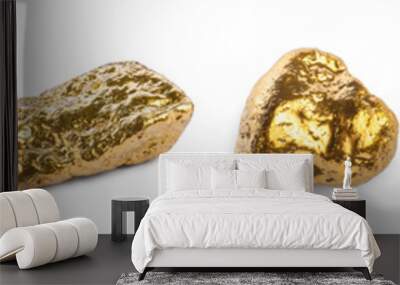 Set with gold nuggets on white background Wall mural