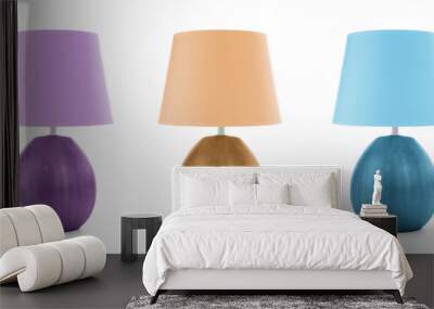 Set with stylish night lamps on white background. Banner design Wall mural