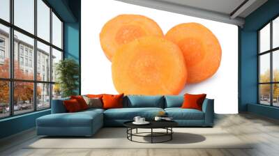 Slices of fresh ripe carrot isolated on white Wall mural