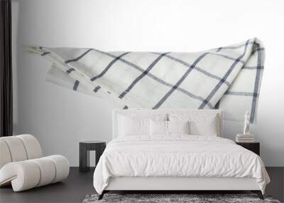 Soft checkered fabric napkin isolated on white Wall mural