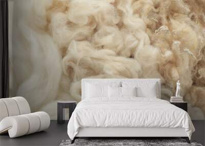 Soft white wool texture as background, closeup Wall mural