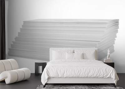 Stack of paper sheets isolated on white Wall mural