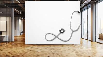 Stethoscope on white background, top view. Space for text Wall mural