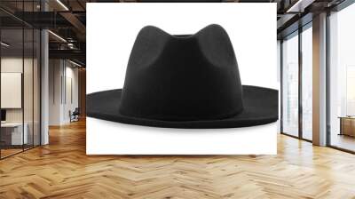 Stylish black hat isolated on white. Trendy headdress Wall mural