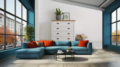 Stylish chest of drawers in living room interior Wall mural