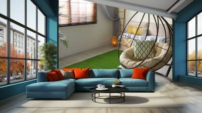 Stylish modern room interior with swing chair Wall mural