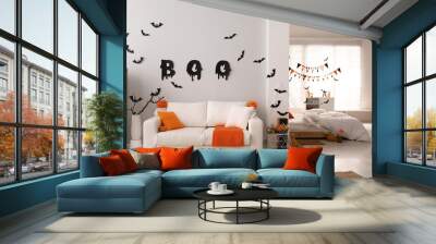 Stylish room interior with creative Halloween decor Wall mural