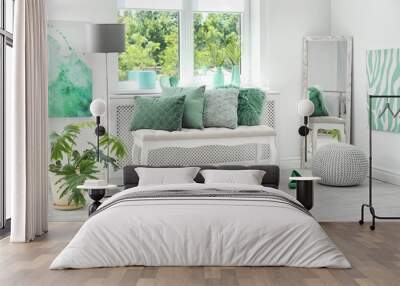 Stylish room interior with mint decor elements Wall mural