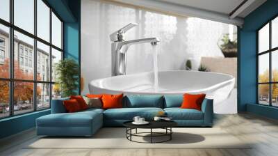 Stylish white sink in modern bathroom interior Wall mural