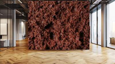 Tasty chocolate sponge cake as background, closeup Wall mural