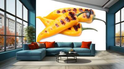 Tasty grilled yellow peppers isolated on white Wall mural