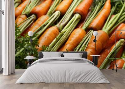 Tasty ripe juicy carrots as background, closeup Wall mural