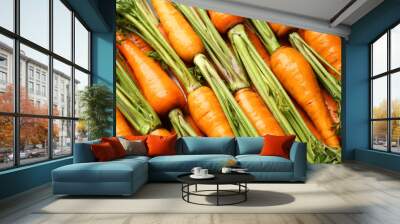 Tasty ripe juicy carrots as background, closeup Wall mural