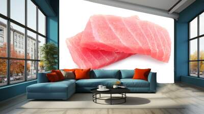 Tasty sashimi (pieces of fresh raw tuna) on white background Wall mural