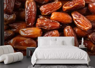 Tasty sweet dried dates as background, top view Wall mural