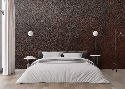 Texture of dark brown leather as background, closeup Wall mural