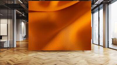 Texture of orange crumpled fabric as background, closeup view Wall mural