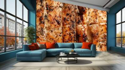 Texture of tasty grilled meat as background Wall mural