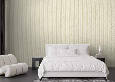 Texture of white knitted fabric as background, top view Wall mural