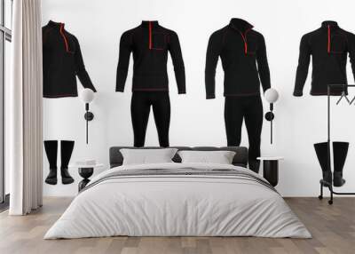 Thermal underwear set on white background. Winter sports clothes Wall mural