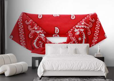 Tied red bandana with paisley pattern isolated on white Wall mural