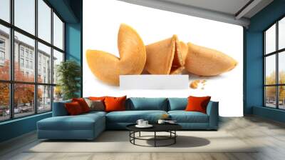 Traditional homemade fortune cookies with prediction on white background Wall mural