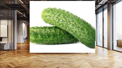 Two whole fresh cucumbers isolated on white Wall mural