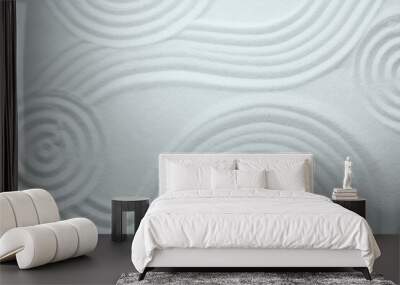 White sand with pattern as background, top view. Zen, meditation, harmony Wall mural