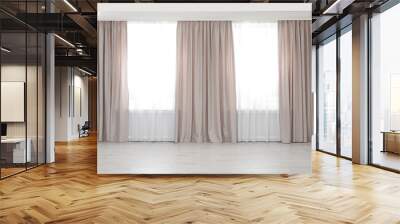 Windows with elegant curtains in empty room Wall mural