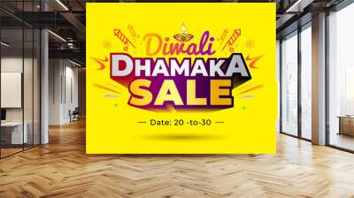 Diwali Dhamaka Sale, offers Logo concept. Vector illustration. Wall mural