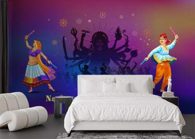 Garba dance or Dandiya night background during navratri festival. Wall mural