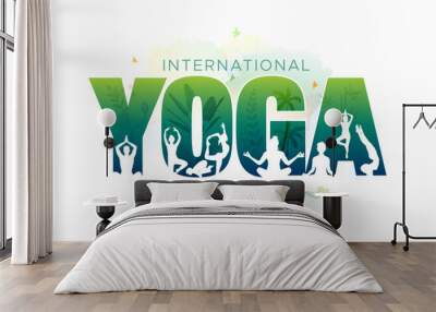 India yoga day or International yoga day background, 21 June Poster design. Vector illustration Wall mural