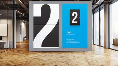 Business card with a number logo, numeral 2 Wall mural