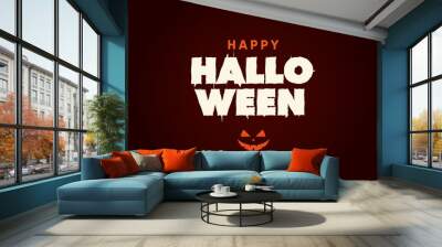 Happy Halloween text logo with pumpkin. Editable vector design. Wall mural