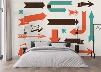 Set of arrows and signs directions Wall mural