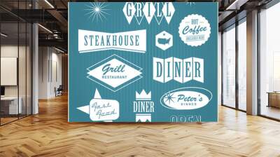 Vintage restaurant logo, badges and labels Wall mural