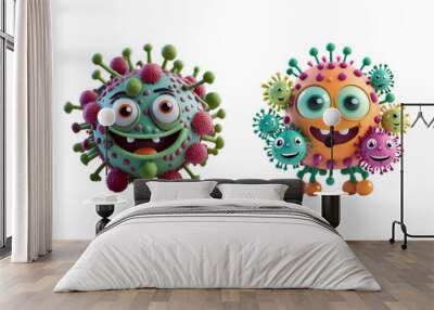 Set of cartoonish disease or virus isolated Wall mural