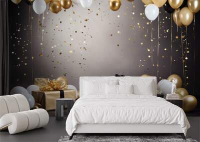 The epitome of sophistication A birthday border design with sparkling gold elements signifying luxury Wall mural